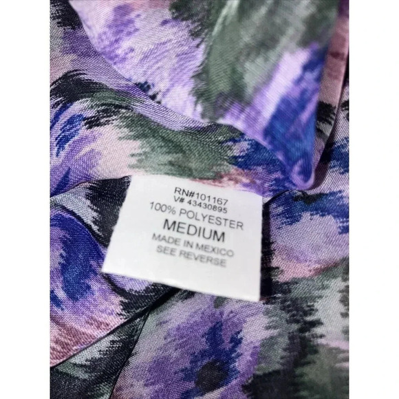 Cha Cha Vente Size M Women's Floral Sheer Cover Up Tunic Hi Lo Poncho Caftan - Picture 8 of 8